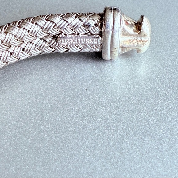 RCI TURKEY Mesh Basket Weave Cable Diamond Station Sterling 925 Bangle B… - Picture 5 of 8